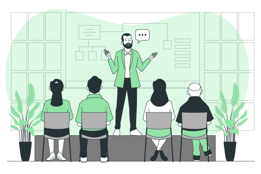 A person giving a presentation based on effective training proposals
