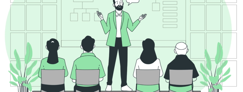 A person giving a presentation based on effective training proposals