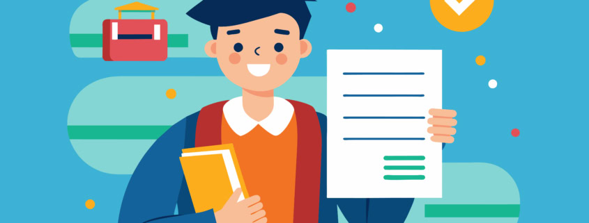 a vector depiction of an academic who has chosen a dissertation research topic