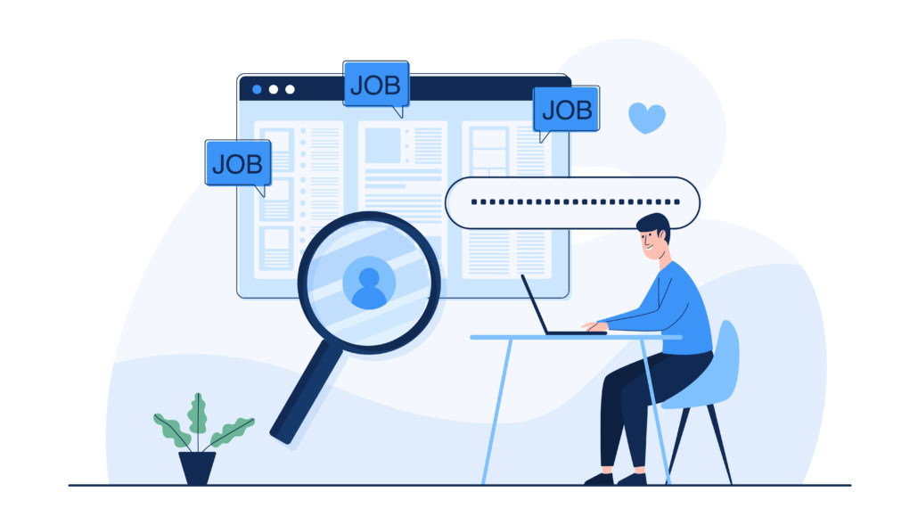 a vector depiction of an academic conducting a faculty job search