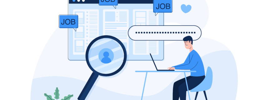 a vector depiction of an academic conducting a faculty job search