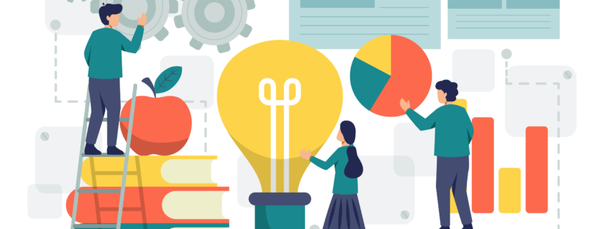 A vector depiction of researchers describing the research methodology for their journal article