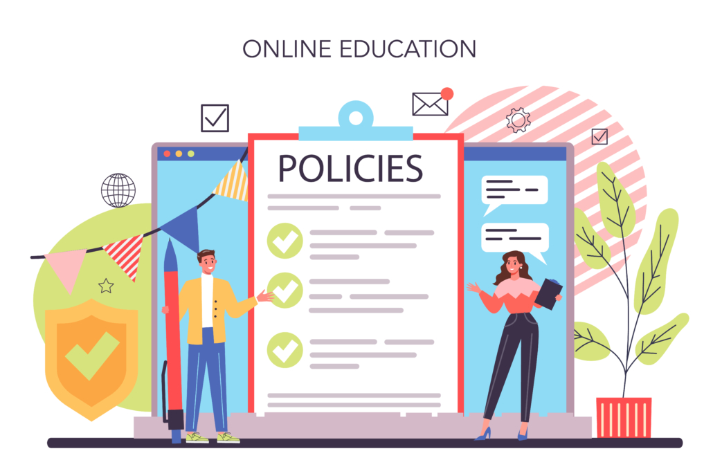 a vector depicting people discussing translating research into practice and policy