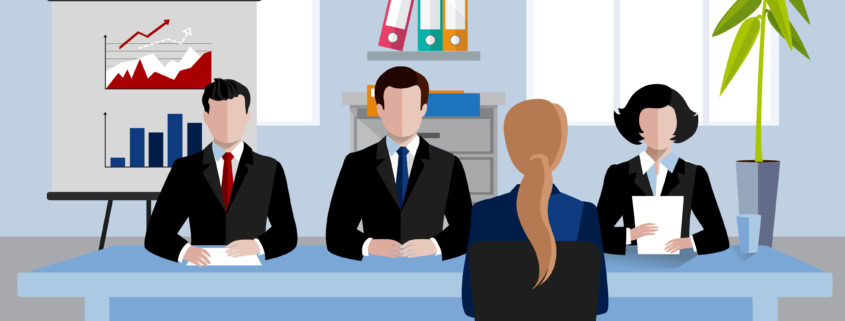 a depiction of a candidate answering graduate school interview questions