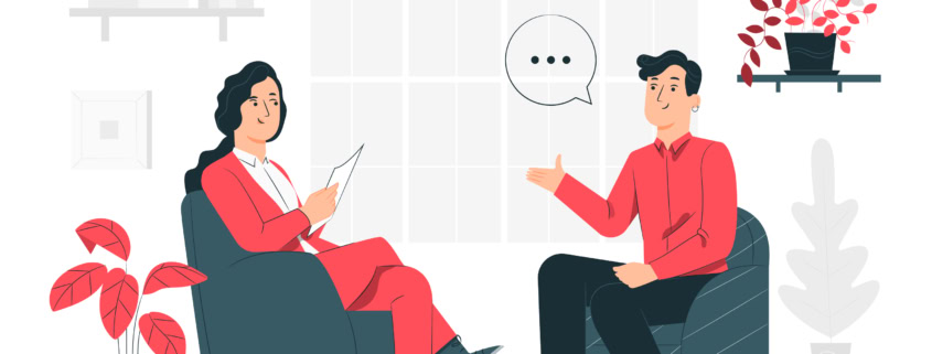 a vector depiction of faculty interviews