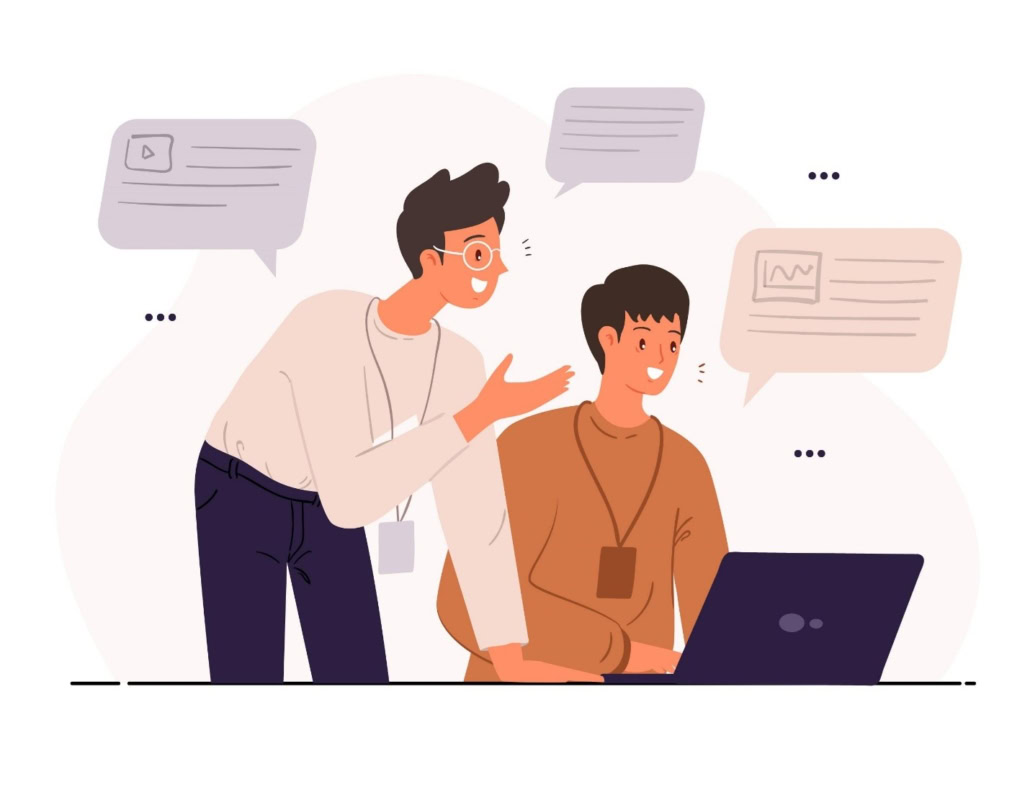 a depiction of a mentor utilizing effective strategies for teaching their mentee